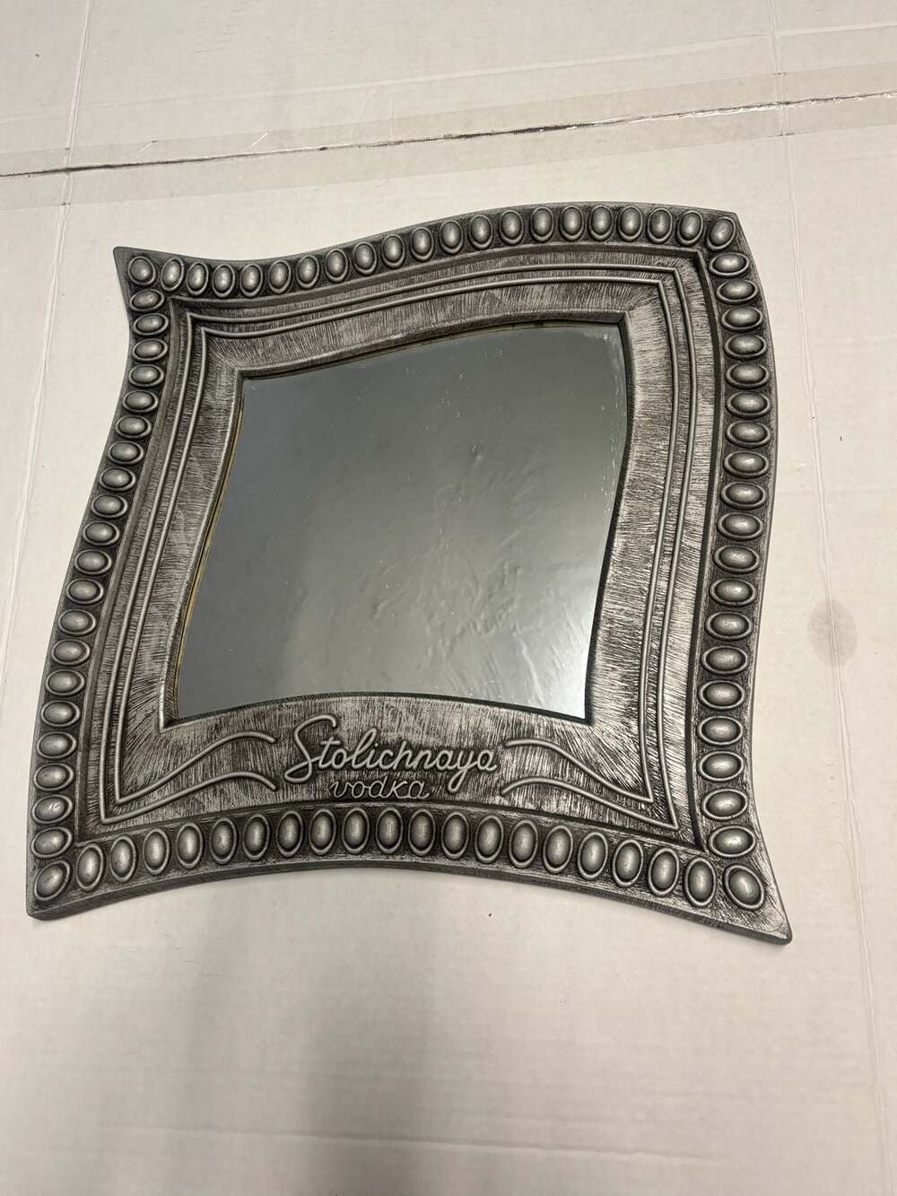 Vintage Stolichnaya Vodka Wall Mirror Forged Metal Made in USA Beautiful